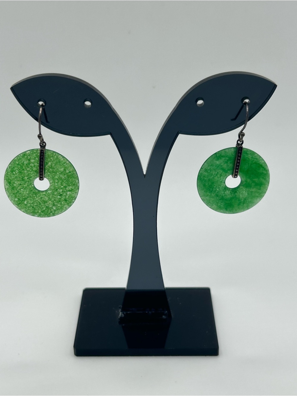 #321251 Sterling silver circle Jade earrings